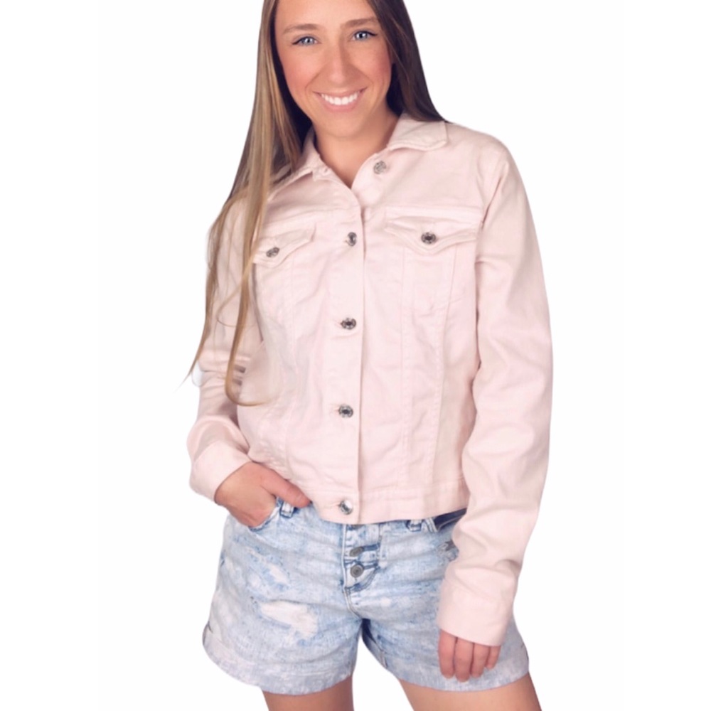 Michael Kors light pink long sleeve button up coat - Picture 1 of 4
